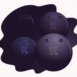 illustration of four neutrinos, three with obvious flavors